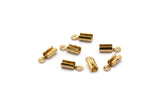 Brass Cord End Clasp, 250 Raw Brass Cord End Clasp With 1 Loop, Findings (8x3x2.5mm) E152