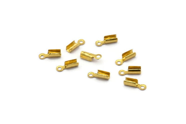 Brass Cord End Clasp, 250 Raw Brass Cord End Clasp With 1 Loop, Findings (7.5x2.5x2.2mm) E153