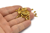 Brass Cord End Clasp, 250 Raw Brass Cord End Clasp With 1 Loop, Findings (7.5x2.5x2.2mm) E153