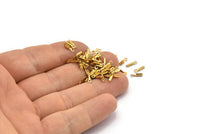 Brass Cord End Clasp, 250 Raw Brass Cord End Clasp With 1 Loop, Findings (7.4x1.5x1.9mm) E154