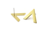 Brass Earring, 10 Raw Brass V Shaped Stud Earrings With 2 Holes (22x18x1mm) M01245 A2245