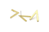 Brass Earring, 10 Raw Brass V Shaped Stud Earrings With 2 Holes (23x19x1mm) M01168 A2242