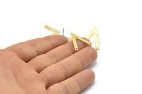 Brass Earring, 10 Raw Brass V Shaped Stud Earrings With 2 Holes (23x19x1mm) M01168 A2242