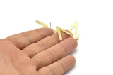 Brass Earring, 10 Raw Brass V Shaped Stud Earrings With 2 Holes (23x19x1mm) M01168 A2242