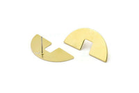 Brass Semi Circle Earring, 6 Raw Brass Semi Circle Stud Earrings (31x14x0.90mm) M821 A2243