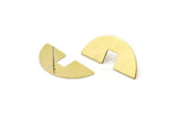 Brass Semi Circle Earring, 6 Raw Brass Semi Circle Stud Earrings (31x14x0.90mm) M821 A2243