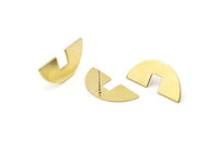 Brass Semi Circle Earring, 6 Raw Brass Semi Circle Stud Earrings (31x14x0.90mm) M821 A2243