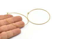 Brass Earring Wires, 25 Raw Brass Earring Studs, Wire Hoops (55x0.8mm) E181