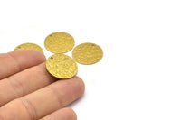 Brass Round Tag, 12 Raw Brass Textured Round Tags With 1 Hole, Stamping Tags (20x0.85mm) E196