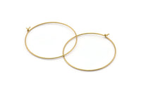 Brass Earring Wires, 25 Raw Brass Earring Studs, Wire Hoops (40x0.8mm) E182