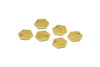 Brass Honeycomb Charm, 50 Raw Brass Hexagon Stamping Blanks With 1 Hole, Tags, Charms (10x0.8mm) E173