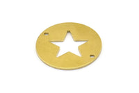 Brass Star Connector, 10 Raw Brass Star Connectors With 2 Holes, Findings, Charms (23x0.9mm) E175