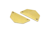 Raw Brass Pendant, 12 Raw Brass Five Edged Geometric Shape Blanks With 2 Holes (25x13x0.80mm) E165