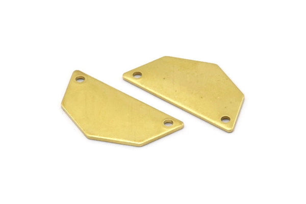 Raw Brass Pendant, 12 Raw Brass Five Edged Geometric Shape Blanks With 2 Holes (25x13x0.80mm) E165