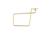 Brass Wire Earring, 24 Raw Brass Wire Earring Charms,Earring Findings (42x30x0.7mm) E317