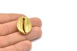 Brass Shell Finding, 1 Raw Brass Cowrie Shell Findings, Pendants, Charms, Earrings, Beads 32-34MM E338