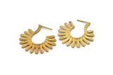 Brass Sun Earring, 2 Raw Brass Textured Sunny Earrings (34x33.5x1.6mm) E247