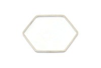 Hexagon Ring Charm, 12 Silver Tone Hexagon Shaped Ring Charms (40x1.2x1.1mm) E347