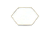 Hexagon Ring Charm, 12 Silver Tone Hexagon Shaped Ring Charms (40x1.2x1.1mm) E347