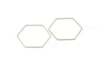 Hexagon Ring Charm, 12 Silver Tone Hexagon Shaped Ring Charms (40x1.2x1.1mm) E347