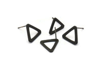 Black Triangle Earring, 12 Oxidized Brass Black Triangle Stud Earrings (11.5x13mm) E352 S758
