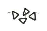 Black Triangle Earring, 12 Oxidized Brass Black Triangle Stud Earrings (11.5x13mm) E352 S758