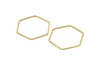 Hexagon Ring Charm, 12 Raw Brass Hexagon Shaped Ring Charms (40x1x1.10mm) E300