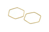 Hexagon Ring Charm, 12 Raw Brass Hexagon Shaped Ring Charms (40x1x1.10mm) E300