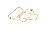 Brass Rectangle Earring, 24 Raw Brass Wire Rectangle Earring Charms, Pendants, Findings (37x17x0.7mm) E348