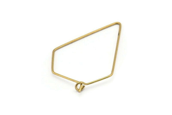 Brass Diamond Earring, 24 Raw Brass Wire Diamond Shape Earring Charms, Pendants, Findings (35x27x0.7mm) E354