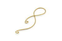 Brass Coiled Pendant, 6 Raw Brass Coiled Wire Pendants with 2 Loops Jewelry Supplies, Findings, Charms (67x17x1mm) E362