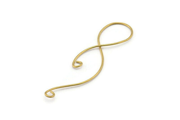 Brass Coiled Pendant, 6 Raw Brass Coiled Wire Pendants with 2 Loops Jewelry Supplies, Findings, Charms (67x17x1mm) E362