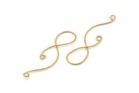 Brass Coiled Pendant, 6 Raw Brass Coiled Wire Pendants with 2 Loops Jewelry Supplies, Findings, Charms (67x17x1mm) E362
