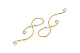 Brass Coiled Pendant, 6 Raw Brass Coiled Wire Pendants with 2 Loops Jewelry Supplies, Findings, Charms (67x17x1mm) E362