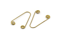 Brass Wire Connector, 24 Raw Brass Twisted Wire Connector With 2 Loops, Pendants, Findings (28x0.7mm) E367