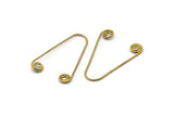 Brass Wire Connector, 24 Raw Brass Twisted Wire Connector With 2 Loops, Pendants, Findings (28x0.7mm) E367