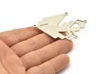 Gümüş Üçgen Charm, 2 Döngülü 2 Antik Gümüş Kaplama Pirinç Elmas Charm (51x22x1mm) M01148