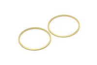 28mm Circle Connectors, 24 Raw Brass Circle Connectors (28x1x1mm) A2254