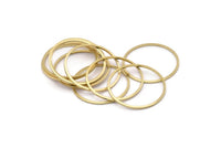 28mm Circle Connectors, 24 Raw Brass Circle Connectors (28x1x1mm) A2254