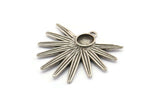 Silver Sun Charm, 2 Antique Silver Plated Brass Sunshine Charms With 1 Loop, Pendants, Earrings (29x28x2mm) N0719 H1376