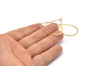 Brass Drop Earring, 12 Raw Brass Wire Drop Earring Charms, Pendants, Findings (40x23x0.7mm) E382