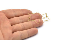 Star Wire Earring, 4 Raw Brass Star Shape Wire Earrings, Jewelry Supplies, Findings, Charms (35x0.70mm) E351