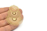 Brass Earring Charm ,4 Raw Brass Ethnic Motif Earring Charms With 1 Loop Pendants, Findings (70x44mm) E536