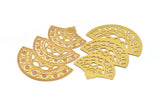 Brass Earring Charm ,4 Raw Brass Ethnic Motif Earring Charms With 1 Loop Pendants, Findings (70x52mm) E539