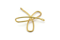 Ribbon Wire Pendant, 6 Raw Brass Ribbon Wire Pendant With 2 Holes, Connectors (40x1.2mm) E361