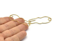 Brass Rabbit Earring, 4 Raw Brass Wire Rabbit Earring Charms, Pendants, Findings (49x23x1mm) E556