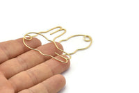 Gold Rabbit Earring, 4 Gold Plated Brass Wire Rabbit Earring Charms, Pendants, Findings (49x23x1mm) E556