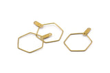 Brass Hexagon Earring, 50 Raw Brass Wire Hexagon Earring Charms With 2 Loops, Pendants, Findings (20x0.7mm) E560