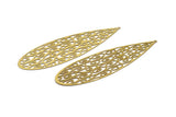Brass Earring Charm ,4 Raw Brass Textured Drop Earring Charms With 1 Loop Pendants, Findings (97x30mm) E508