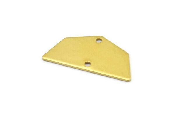 Raw Brass Pendant, 12 Raw Brass Five Edged Geometric Shape Blanks With 2 Holes (25x13x0.80mm) E626